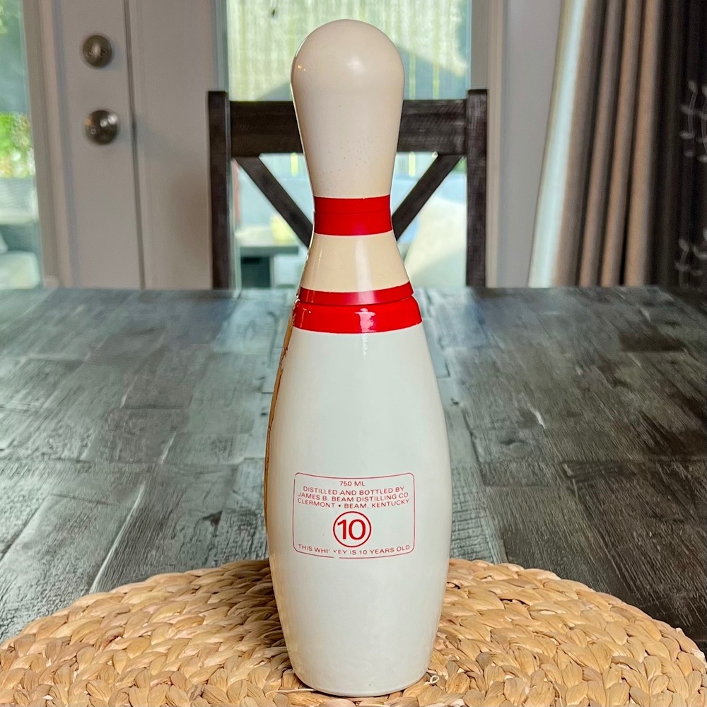Vintage Jim Beam Ten-Pin Bowling Pin Bourbon Whiskey Decanter 750ml 12 in 1970s